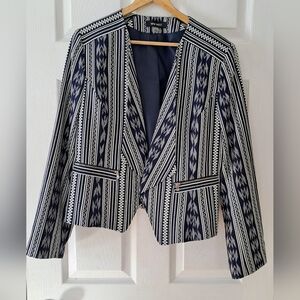 Nine West Navy and White Patterned Women's Blazer | Size 14